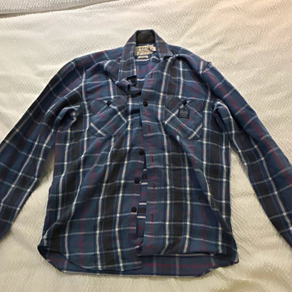 Polo Denim & Supply Ralph Lauren Men's Classic Fit Blue Plaid Flannel S